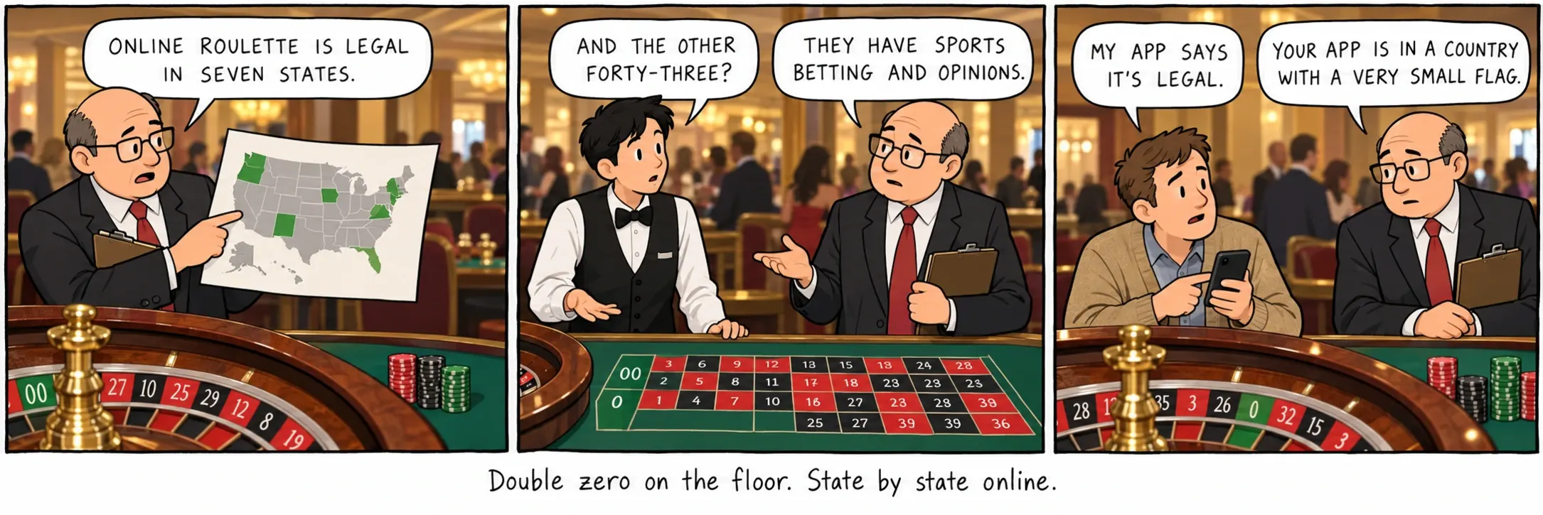 Double zéro dans la salle. État par État en ligne.