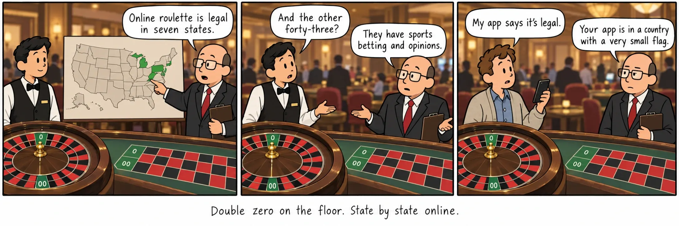 Double zéro dans la salle. État par État en ligne.